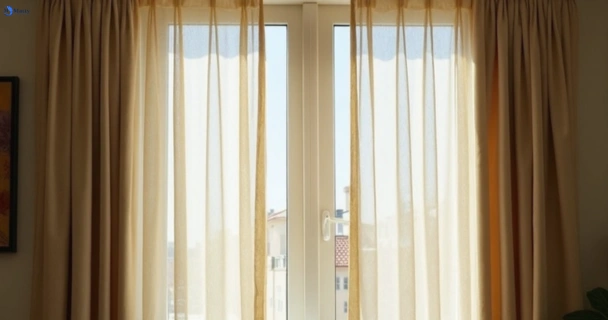 Dull dusty drapes in peregian-springs before professional cleaning
